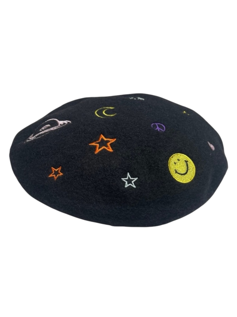 Rare: new Valfré ☻ Saturn Embroidered Wool Beret ☻ Black ☻ 1SFA Limited Edition - Picture 8 of 16